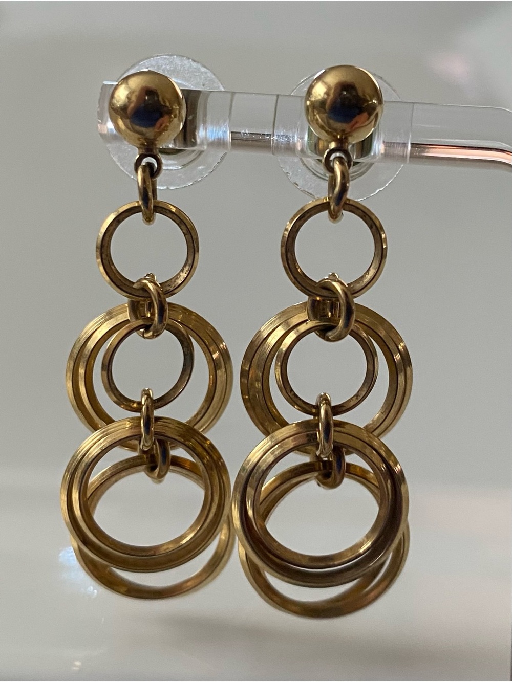 Gold Multi-Ring Drop Earrings - Elegant Women's Jewelry